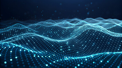 Abstract blue wave digital network landscape