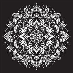 Black and White Mehndi Design Vector | Intricate Henna Art Illustration