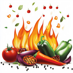 hot chili peppers and tomatoes