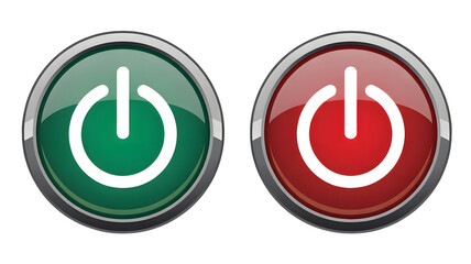 Modern power buttons green and red icons symbolizing start stop on and off for technology interface design and digital concepts