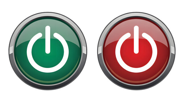 Modern power buttons green and red icons symbolizing start stop on and off for technology interface design and digital concepts