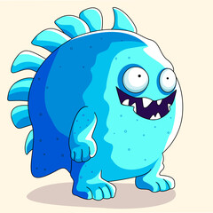 Blue cartoon monster