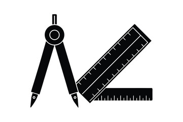Compass and rulers, essential geometry and drafting tools icon