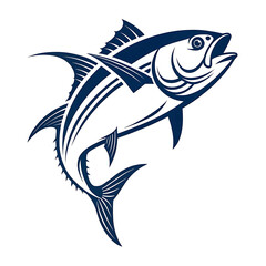 Fototapeta premium A beautiful and elegant logo type vector tuna fish icon on white background. 