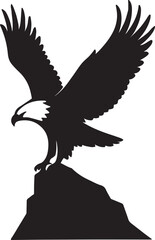 Blad eagle eith American flag print on wings diving for a patrietic ribbon. 4th july Independence Day Clipart, Emblem soaring bird usa banner image airfoil hunting red white blue band.