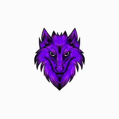 purple angry wolf illustration logo