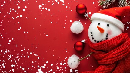 Warm & Cute High-Resolution Christmas Snowman Scarf Hat Christmas Background – Perfect for Christmas Greeting Cards, Home Decor Prints, Kids’ Craft Projects & Social Media Covers. Features an Adorable