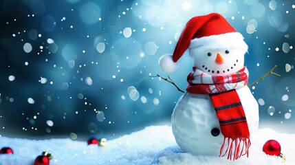 Warm & Cute High-Resolution Christmas Snowman Scarf Hat Christmas Background – Perfect for Christmas Greeting Cards, Home Decor Prints, Kids’ Craft Projects & Social Media Covers. Features an Adorable