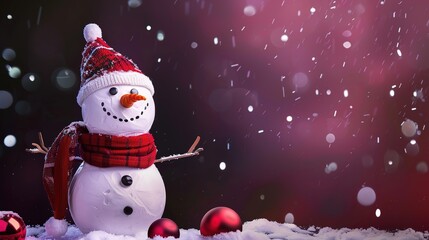 Warm & Cute High-Resolution Christmas Snowman Scarf Hat Christmas Background – Perfect for Christmas Greeting Cards, Home Decor Prints, Kids’ Craft Projects & Social Media Covers. Features an Adorable