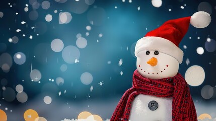Warm & Cute High-Resolution Christmas Snowman Scarf Hat Christmas Background – Perfect for Christmas Greeting Cards, Home Decor Prints, Kids’ Craft Projects & Social Media Covers. Features an Adorable