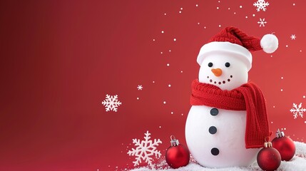 Warm & Cute High-Resolution Christmas Snowman Scarf Hat Christmas Background – Perfect for Christmas Greeting Cards, Home Decor Prints, Kids’ Craft Projects & Social Media Covers. Features an Adorable