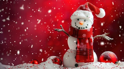 Warm & Cute High-Resolution Christmas Snowman Scarf Hat Christmas Background – Perfect for Christmas Greeting Cards, Home Decor Prints, Kids’ Craft Projects & Social Media Covers. Features an Adorable