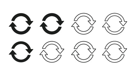 Collection of circular arrow icons showing different styles and directions