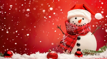 Warm & Cute High-Resolution Christmas Snowman Scarf Hat Christmas Background – Perfect for Christmas Greeting Cards, Home Decor Prints, Kids’ Craft Projects & Social Media Covers. Features an Adorable