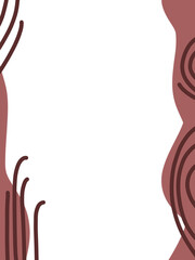 Abstract brown minimalist frame background with organic shapes and wavy lines. Modern geometric border for social media, poster, or invitation design.