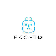 Modern vector logo combining a human face and padlock symbol, representing security, privacy, and digital protection. Perfect for tech, app, or cybersecurity branding.