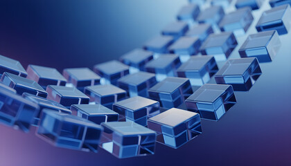 Blue Fluid Glass Geometry 3D Abstract Tech Background