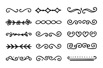 Obraz premium Retro ornamental icon line doodle set – decorative vintage vector illustration