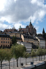 Stockholm S&ouml;dermalm summer neighborhoods with colorful buildings on mountain