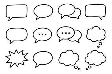 Speech bubbles. doodle icon set – chat and communication vector illustration