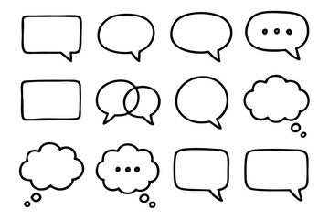 Fototapeta premium Speech bubbles. doodle icon set – chat and communication vector illustration