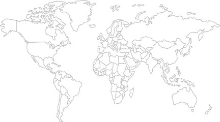 Blank World Map Outline Vector Illustration