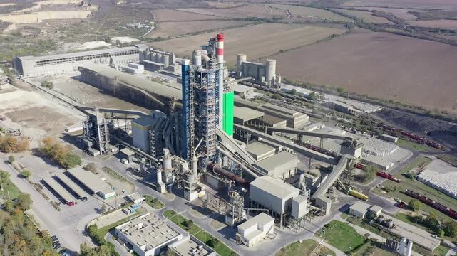 Aerial view to cement plant near to Devnya, Varna, Bulgaria. Devnya cement plant