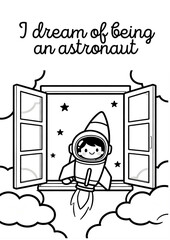 DISEGNO DI UN PICCOLO ASTRONAUTA CON RAZZO