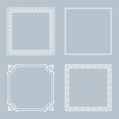 Set of decorative frames Elegant vector element for design in Eastern style, place for text. Floral gray and white borders. Lace illustration for invitations and greeting cards