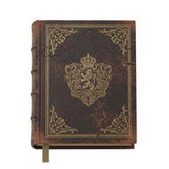 Antique leather book with golden royal crest
