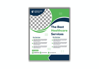 Creative Medical Clinic Green and Navy Blue Flyer Design Health and Wellness Promotional Poster Template Vector Illustration