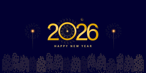 Illustration of Poster Happy New Year 2026 Gold Theme