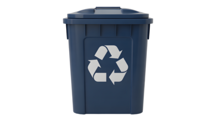 Modern blue recycling bin with icon, perfect for eco-friendly initiatives, waste management, and sustainability campaigns, promoting environmental responsibility