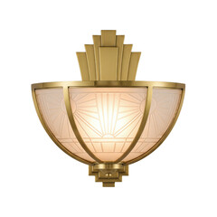 Art deco brass wall sconce light isolated
