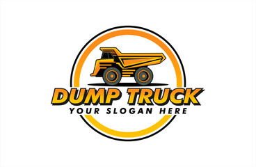 Dump truck logo emblem design vector illustration template business construction company	