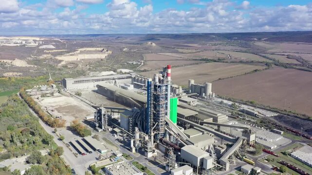 Aerial view to cement plant near to Devnya, Varna, Bulgaria. Devnya cement plant