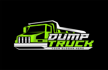 Dump truck logo emblem design vector illustration template business construction company	