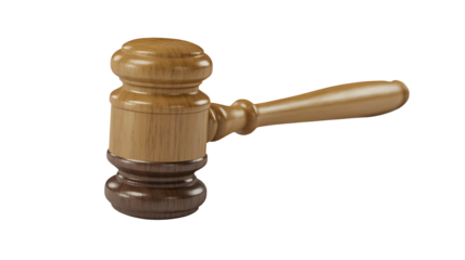 Wooden gavel, a symbol of justice and authority, ready to make a ruling in a courtroom or legal setting