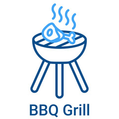 BBQ Grill Icon in Outline Color Style. Vector Illustration For Graphic Design