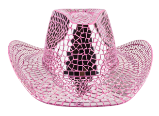 Pink mosaic cowboy hat isolated on transparent background