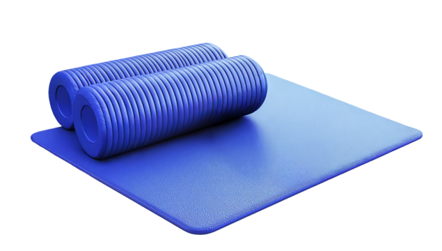 blue yoga mat  on a transparent background
