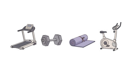 Naklejka premium Collection of Home Gym Equipment for Fitness Training.