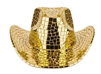 Golden mosaic cowboy hat isolated on transparent background
