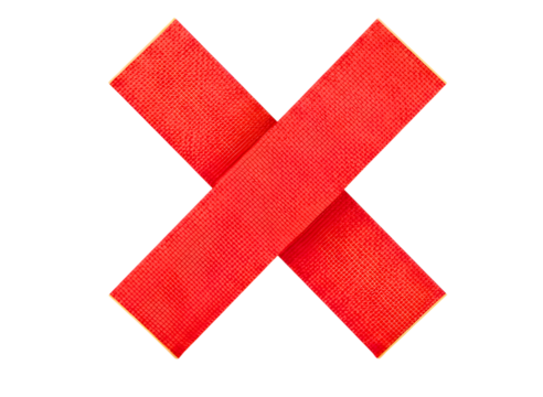 Red x mark symbol isolated on transparent background