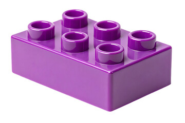 High quality purple 3x3 Plastic Building Block isolated on white background. Educational Toy for Creative Construction Play on white