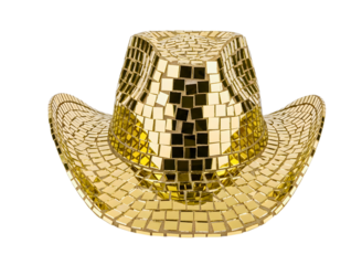 Golden mosaic cowboy hat isolated on transparent background