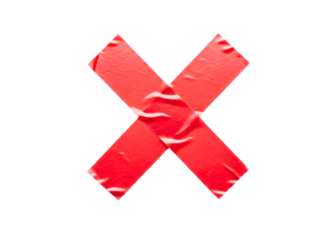 Red x mark symbol isolated on transparent background