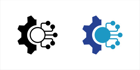 Digital transformation icon set represented by gear to circuit Line style. icon . vector illustration, pictogram isolated on white background. color editable	
