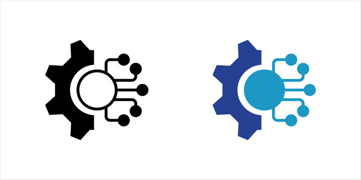 Digital transformation icon set represented by gear to circuit Line style. icon . vector illustration, pictogram isolated on white background. color editable	
