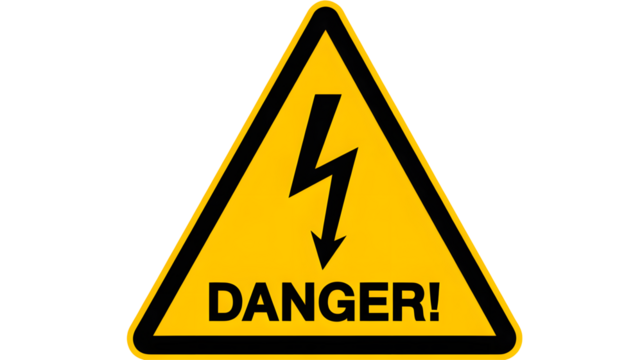 Warning High Voltage Hazard Sign Design With Lightning Bolt Symbol And Text, Perfect For Electrical Safety Campaigns And Industrial Environments, Awareness Icon